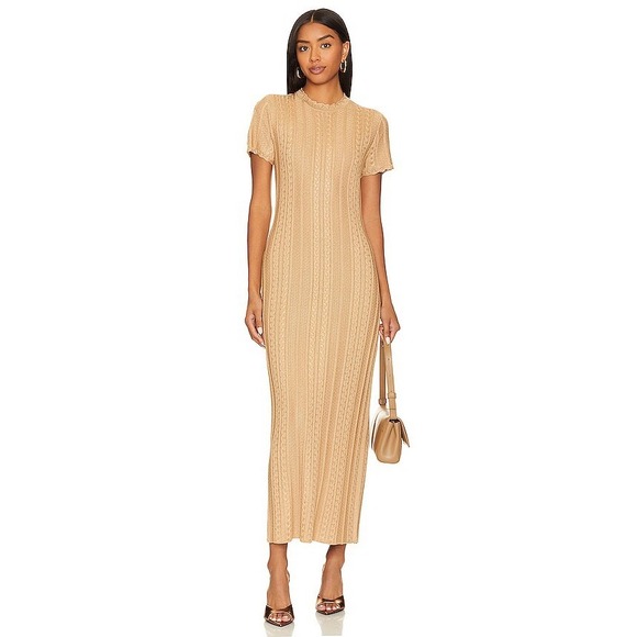 Show Me Your MuMu Dresses & Skirts - NWOT Show Me Your Mumu Valletta Gold‎ Metallic Cable Knit Maxi Dress Size Large